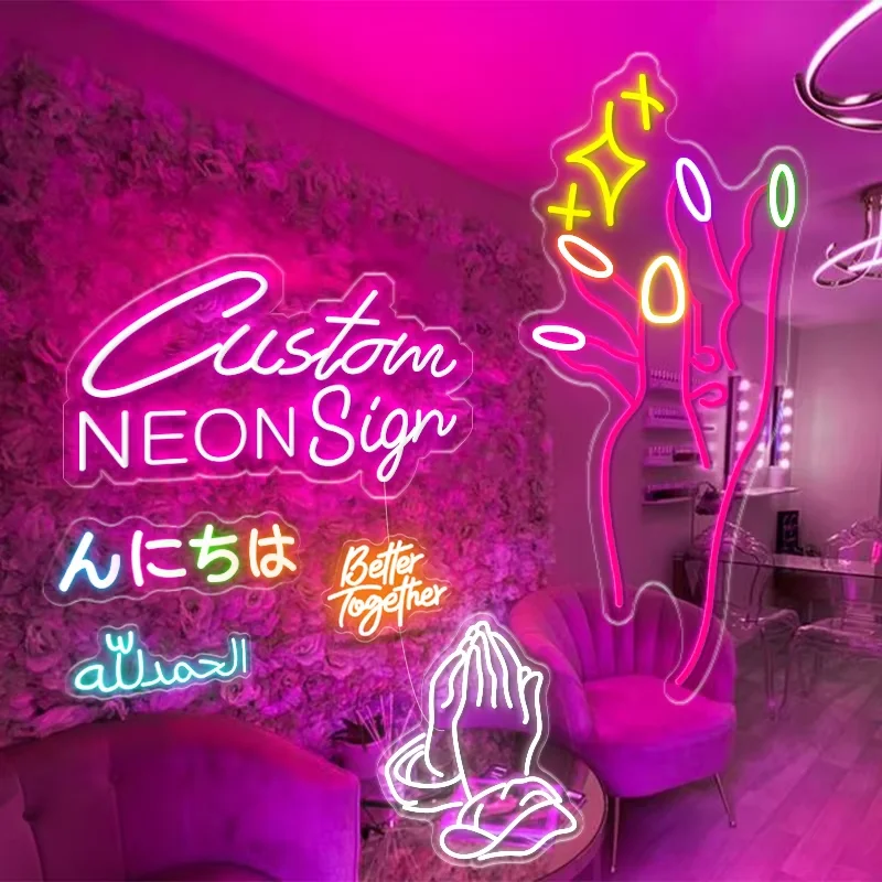 Custom Neon Signs Led Light Sign DIY Letters Extra Large Led Neon Wall Sign XL for Wedding Birthday Party Bar Drop Shopping
