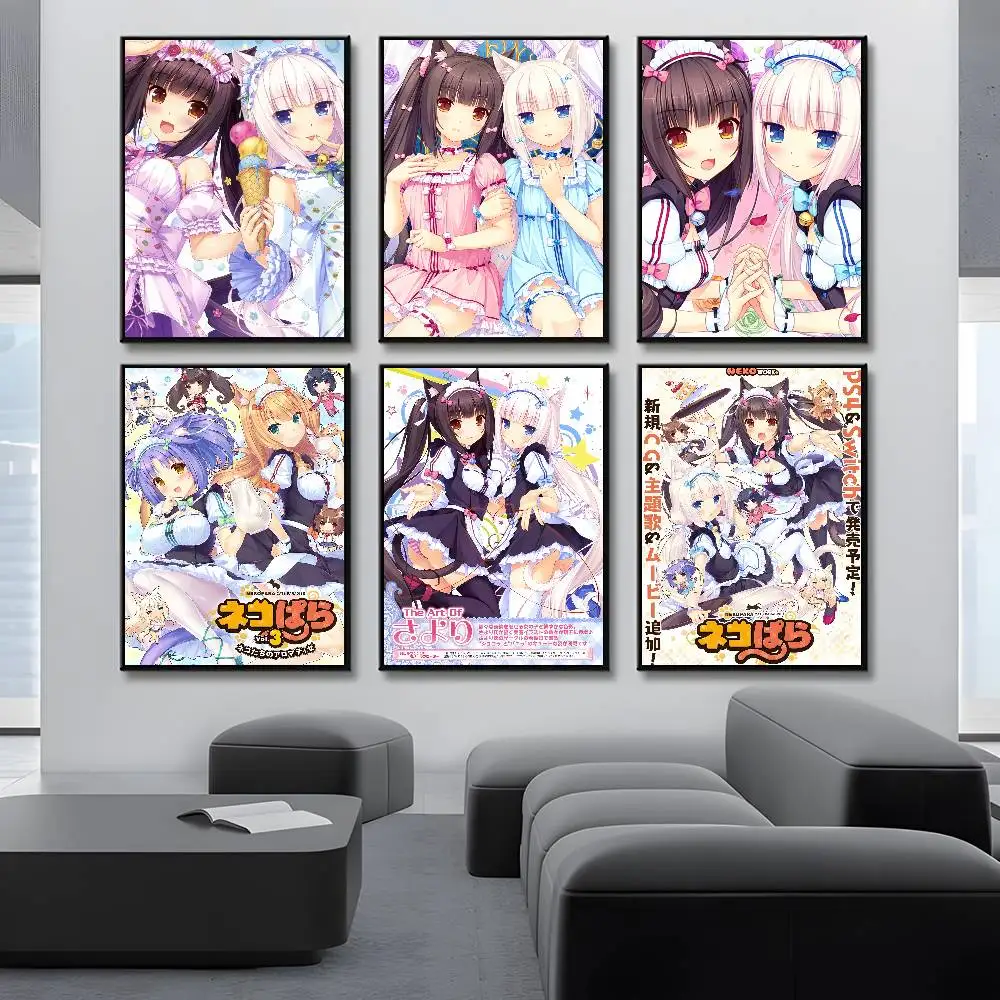 Anime Girl N-nekopara Game Maid Poster Waterproof Vintage Movie Posters High Quality Wall Art Print For Room Decor Gift