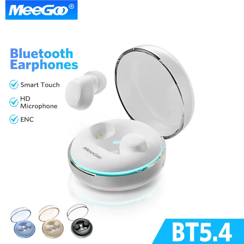 

MeeGoo Mini Earphones Compact lightweight Low-Latency Bluetooth Headphone Mini Transparent Swimming Ring TWS True Waterproof
