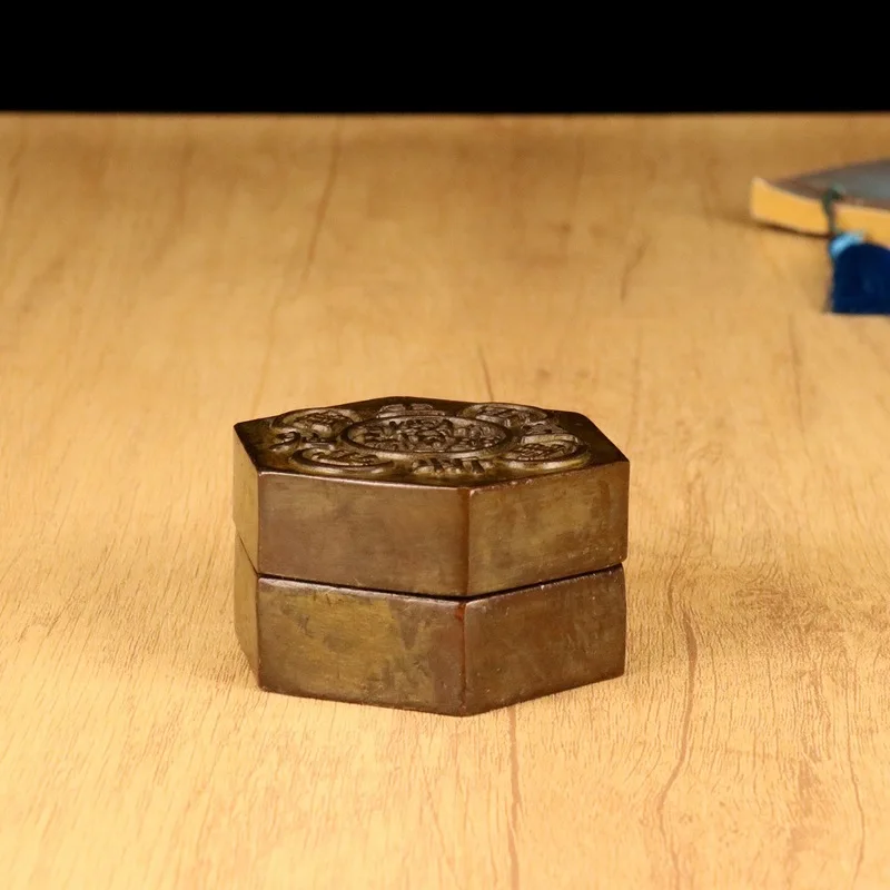 Five Thunder Demon-Slaying Seal Set Antique Collectible, Length 7.2cm, Height 4cm, Office Decoration