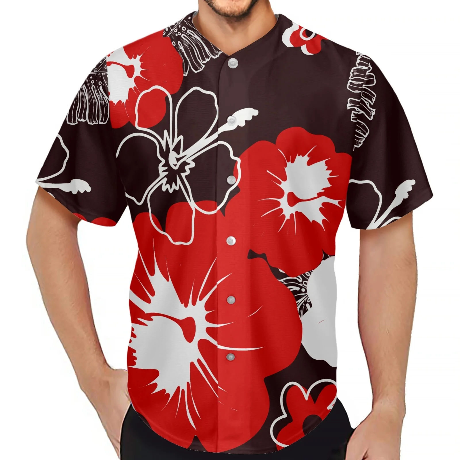 

Short Sleeve Casual Soft Shirts Polynesian Samoan Tribal Tapa Design Tongan Fijian Print 2024 Fashion Baseball Jersey for Men