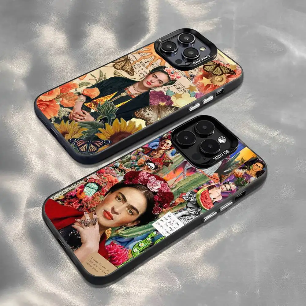 

Fashion F-FridaS-S K-Kahlo Phone Case For iPhone 17,16,15,14,13,12,11 Plus,Pro Max,XS,Colorful Silver Phone case Funda Cover