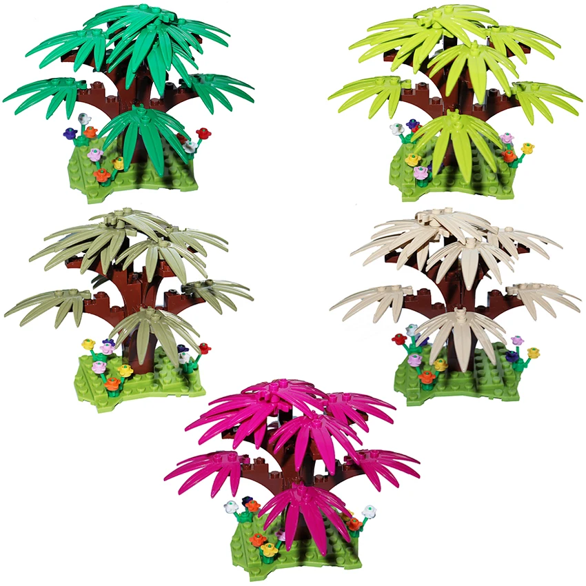 MOC City Street Plants Tree Stem Grass Flower House accessori da giardino parti fai da te mattoni giocattoli per bambini 2339 30239 3741 33291