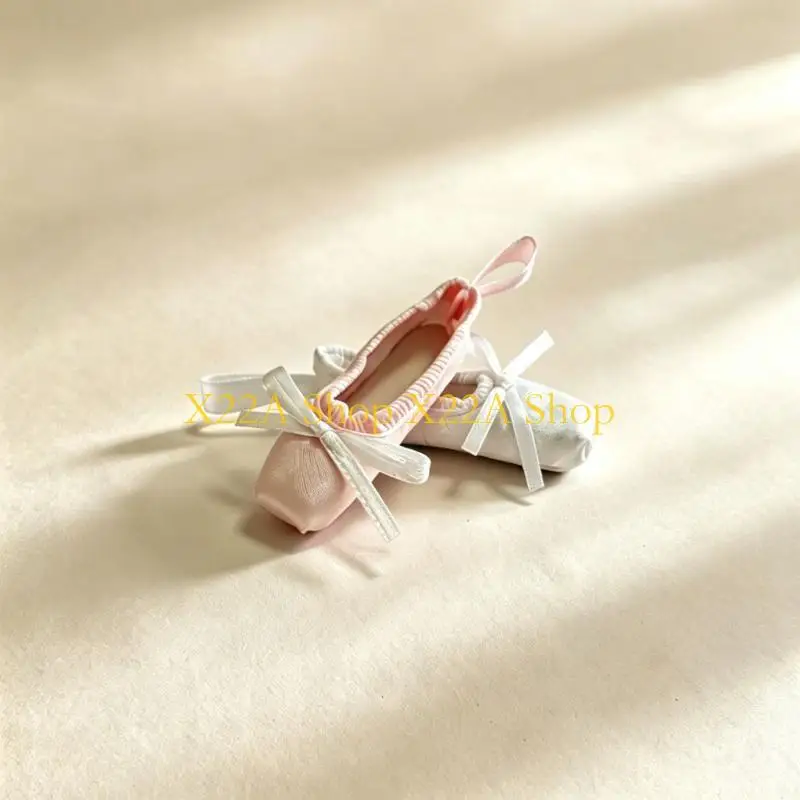 Unique Bag Charm Ballet Shoe Keychain for Daily Hanging, Sateen Look Slipper with Hanging Rope and Bowknot Accent, 1 Piece Pack