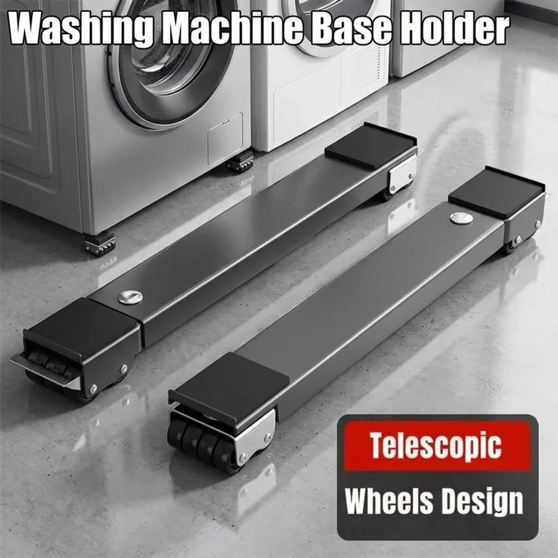 2PCS Heavy Duty Washing Machine Refrigerator Base, 24 Wheel Adjustable Furniture Mover, Universal Rolling Stand with Brake