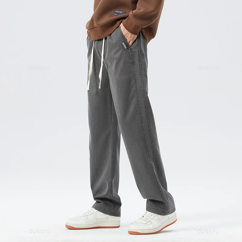 High Quality Lyocell Fabric Jeans Men Autumn Winter Thick Elastic Waist Casual Denim Pants Baggy Trousers Male Oversized M-5XL view 3