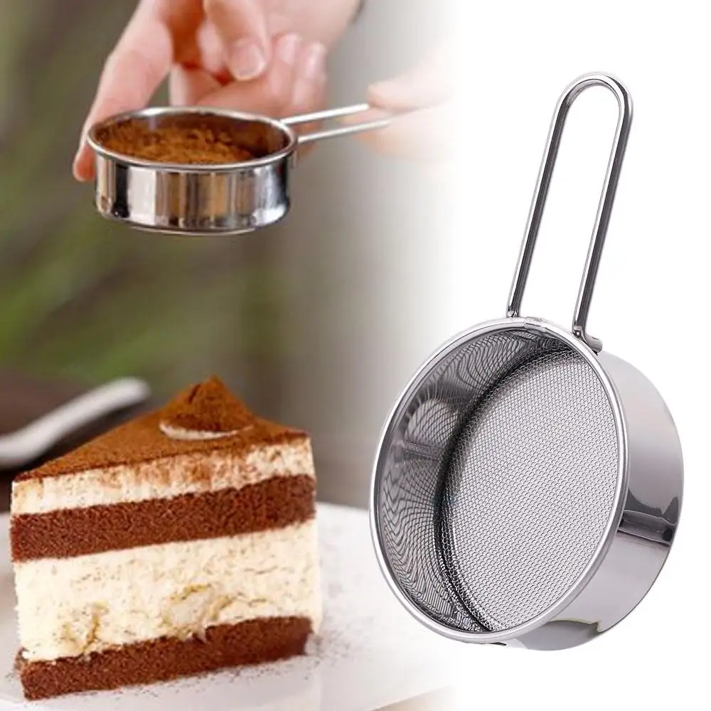 Sieve Fine Mesh Flour Sifter Sugar Cocoa Matcha Powder Flour Colander Hand-held Stainless Steel Flour Sieve Strainer Sifter