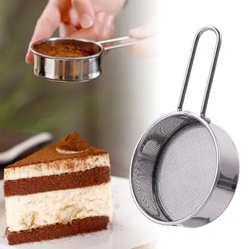 핸드 헬드 스테인리스 스틸 밀가루 체, 미세 메쉬 체, 설탕, 코코아, 말차 분말, 밀가루 소쿠리, 채반 체