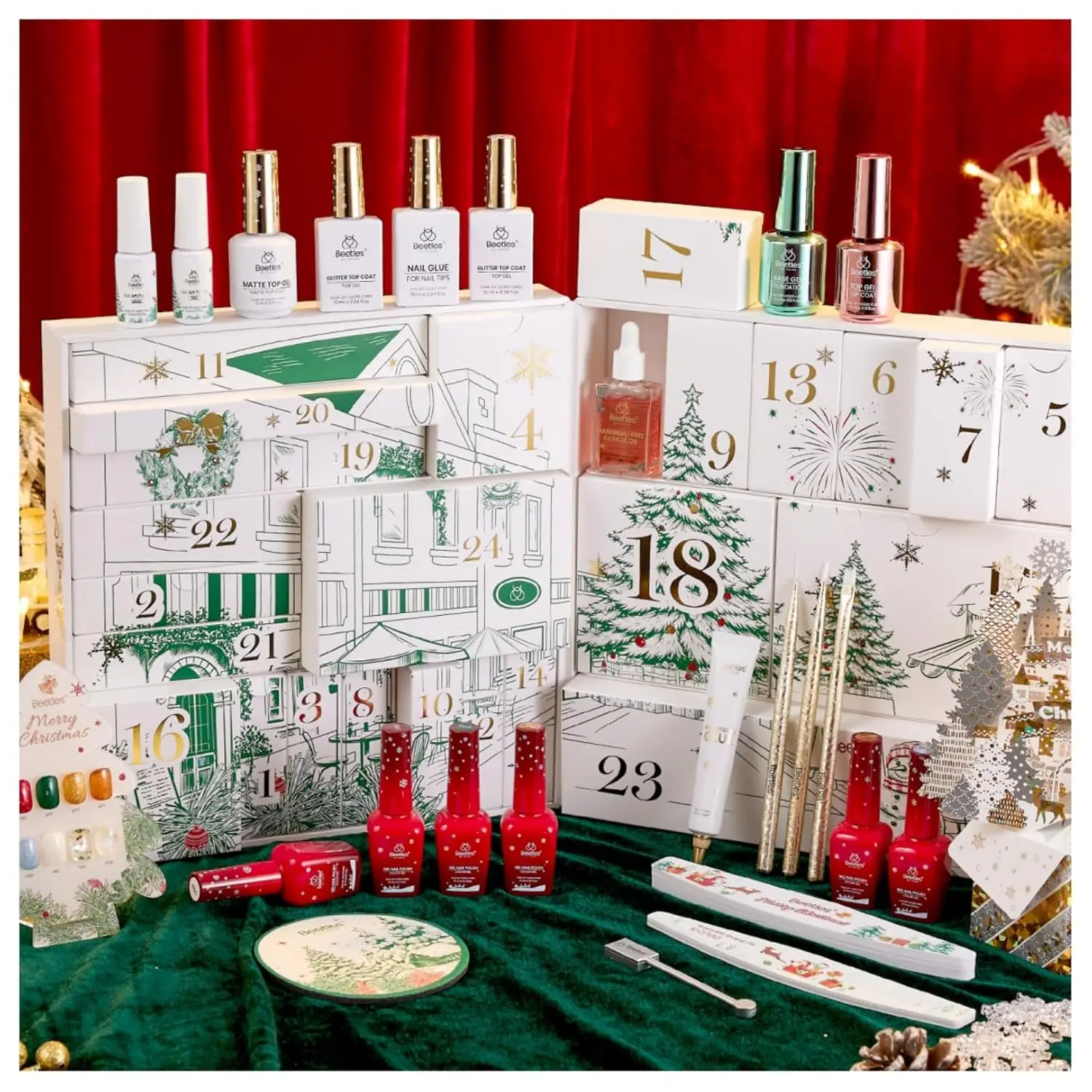 Christmas Gel Nail Art Kit with LED Lamp, Polishes & Festive Tools - 37-Piece Holiday Gift Set for Women and Girls