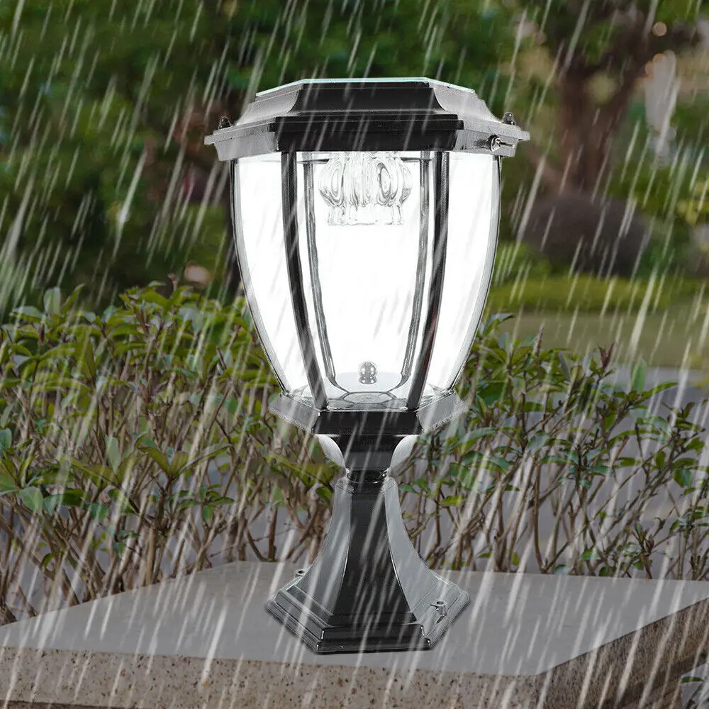 Solar Powered LED Column Lamp Garden Patio Pillar Post Light Outdoor Street Lighting Decor Lawn With 2200mah Batteries