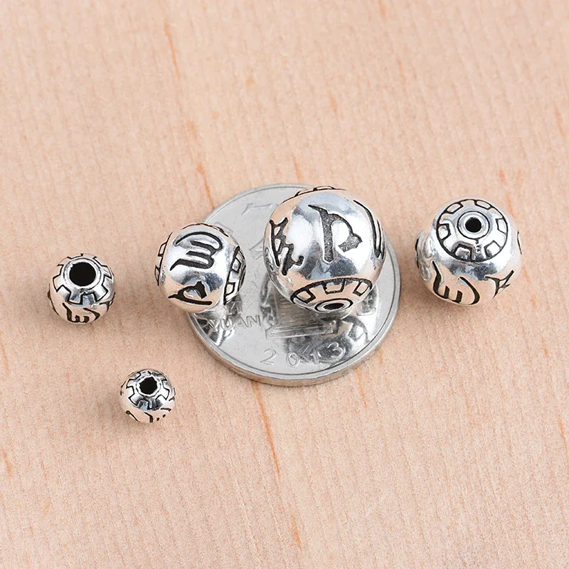 925 sterling silver six-figure beads are used for DIY jewelry making bracelet necklace accessories for men and women