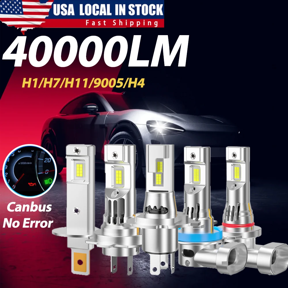 

ROADSUN LED H4 Hi&Lo Beam 120W 40000LM 6500K White H11 9005 9006 H1 H7 Headlights Fog Bulbs No Adapter Required Plug & Play Pack of 2