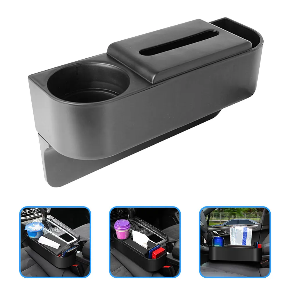 2Pcs Car Seat Slot Organizer ABS Heavy Duty Seat Gap Filler with Bottle Holder for Vehicle Interior Storage Sundries Management