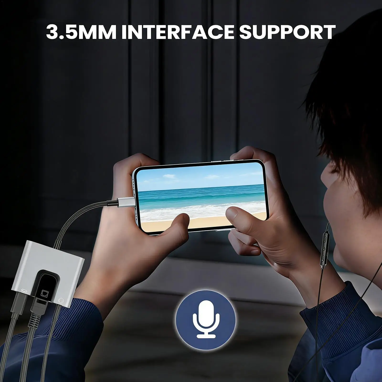 USB C Ethernet Adapter Gigabit Speed Charging Block Multiport 3.5mm Earphone Jack Supports Voice Calls Laptop Type C To Ethernet