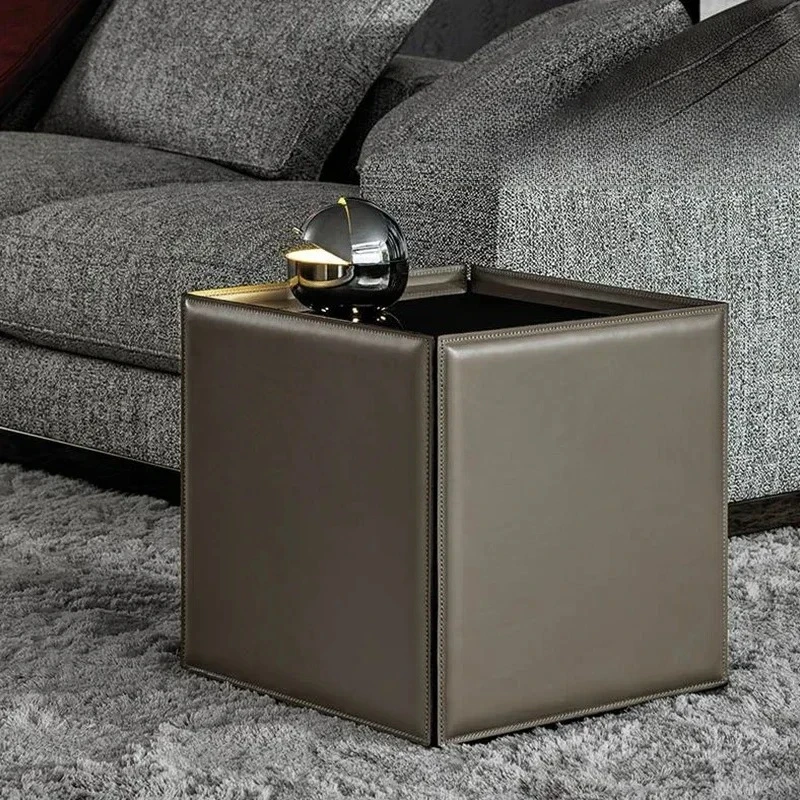 

Italian minimalist coffee table square marble surface light luxury modern high-end sense large apartment living room designer