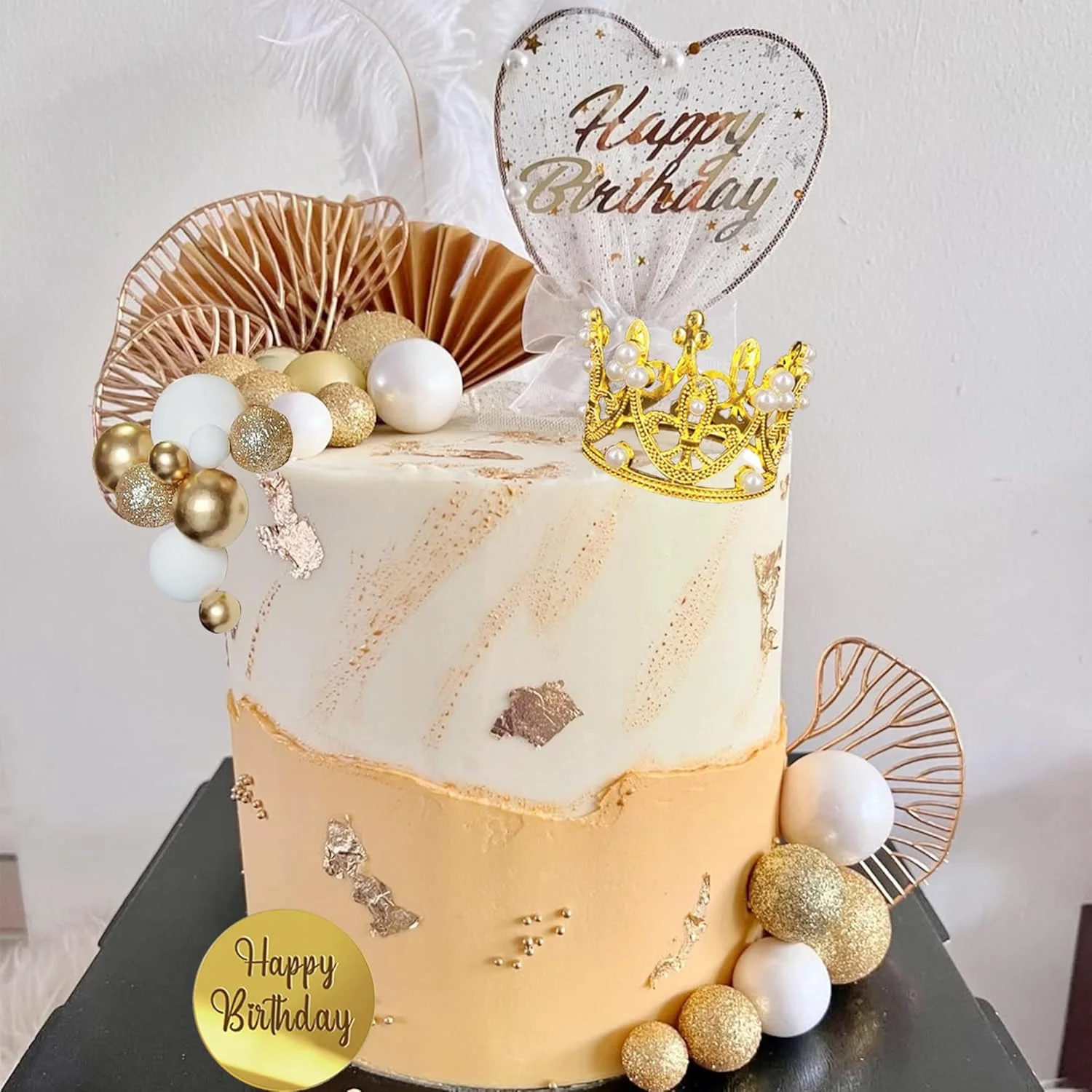 Bälle Kuchendeckel Krone Tiara Kuchendeckel Alles Gute zum Geburtstag Kuchendekorationen für Geburtstag Boho Hochzeit Babyparty Party Dekor – Detail 3