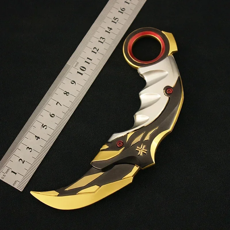 Coluchillos de garra Valorant Karambit de 16cm/8cm/5cm, llavero de juguete, modelo de arma Balisong de campeones, juego de Cosplay de aleación, regalos periféricos para niños