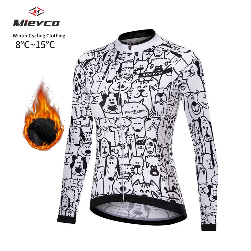 Mieyco Winter Cycling Jersey Women\'s Thermal Fleece Bicycle Clothing MTB Long Sleeve Warm Tops Road Bike Jacket