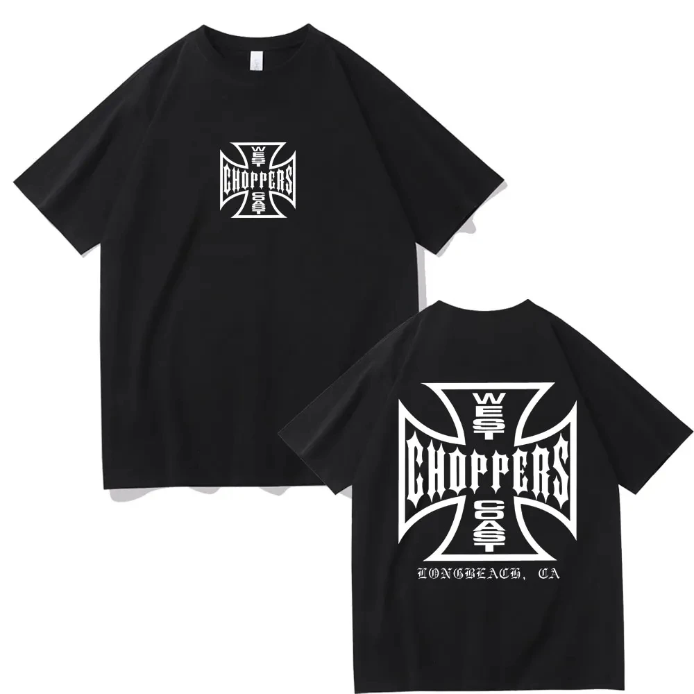 West Coast Choppers Cross Frame Graphic Tshirt Men Cozy Cotton Tees Men's Oversized T-shirts Male Fashion Gothic Vintage T Shirt