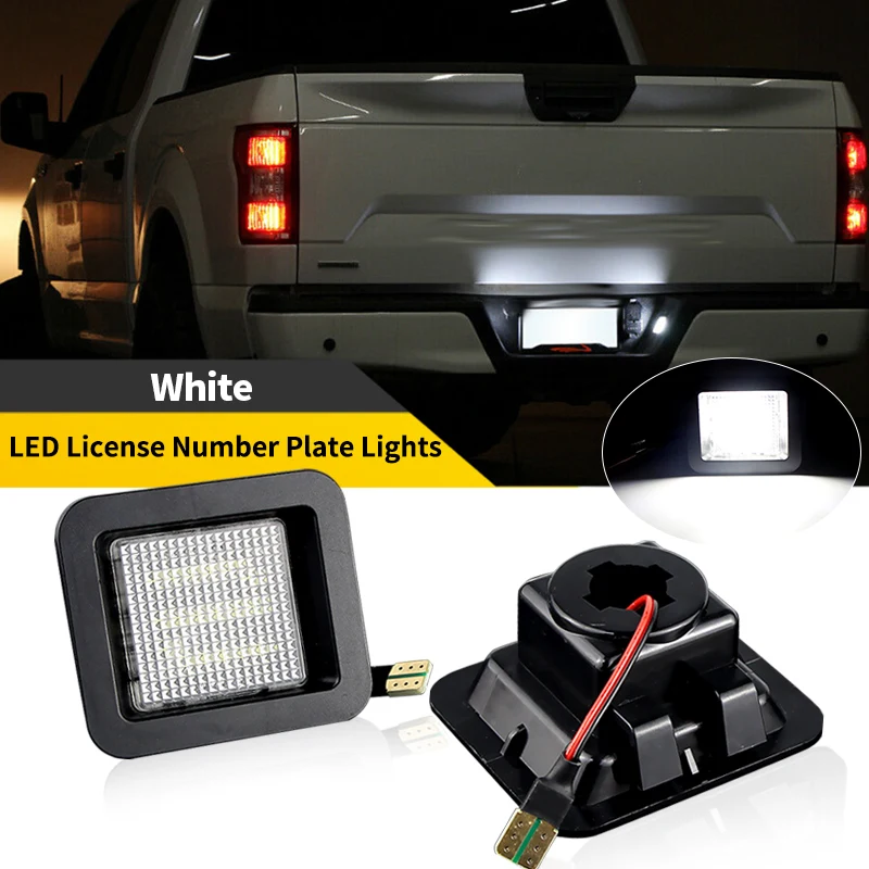 2PCS OEM# FL3Z-13550-A, FL3Z13550A For Ford F-150 Raptor 2015-2018 12V Led License Number Plate Light Lamp Canbus White 6000K