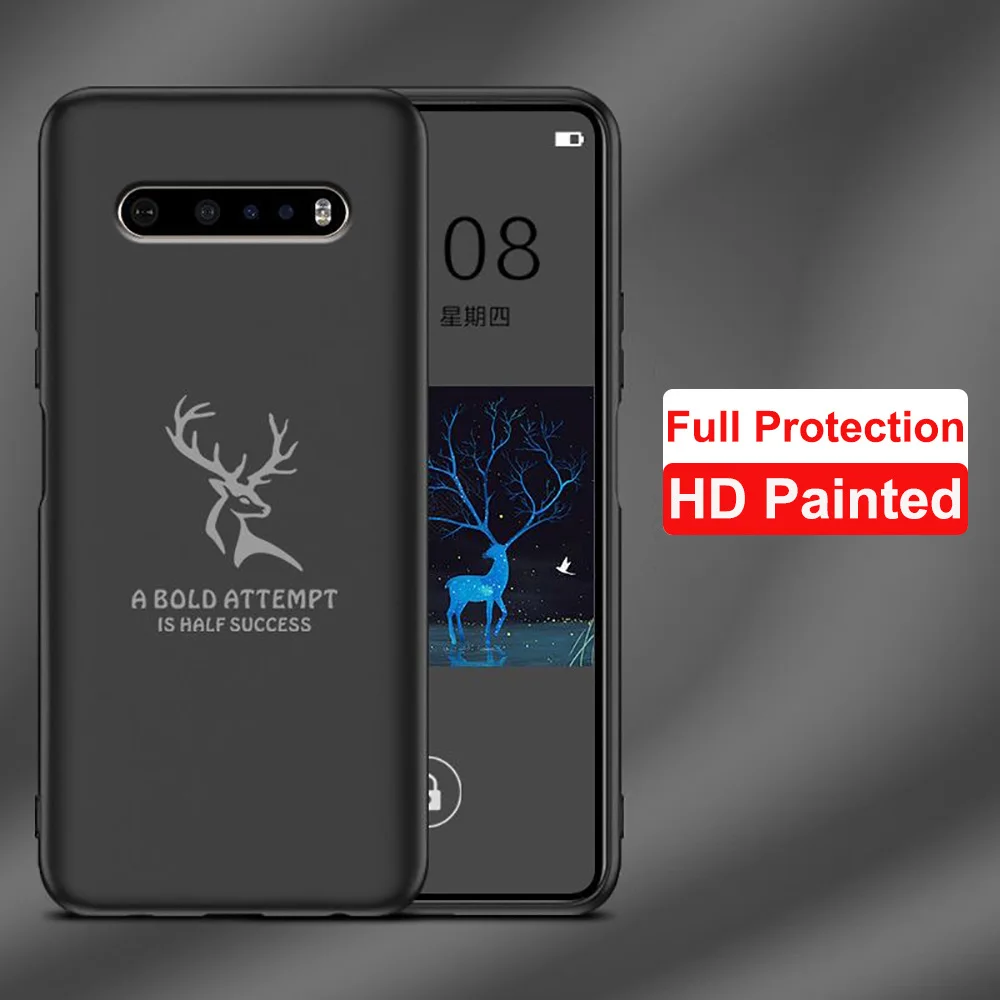 For LG V60 Thinq Case V60Thinq 5G HD Painted Elk Silicone Bumper Soft Phone Cases For LG V60 LGV60 Protective Shell