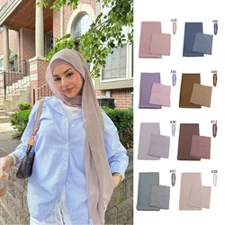 Hijabs Chiffon com tampas internas correspondentes para mulheres muçulmanas, hijab, lenço, lenço, xale, lenço, Jersey Caps