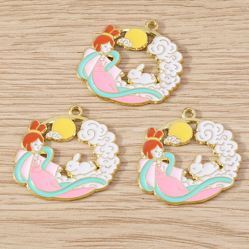 10 Stück Mix Cartoon Tier Kaninchen Charms Emaille Mid-Autumn Festival Charms Anhänger für Schmuckherstellung DIY Ohrringe Halsketten Geschenk – Detail 4