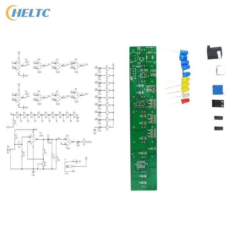 DIY Sound Control LED Music Spectrum Electronic Kit Crystal Column Audio Display PCB Soldering Practice Kit LM339 LM358 DC5-12V