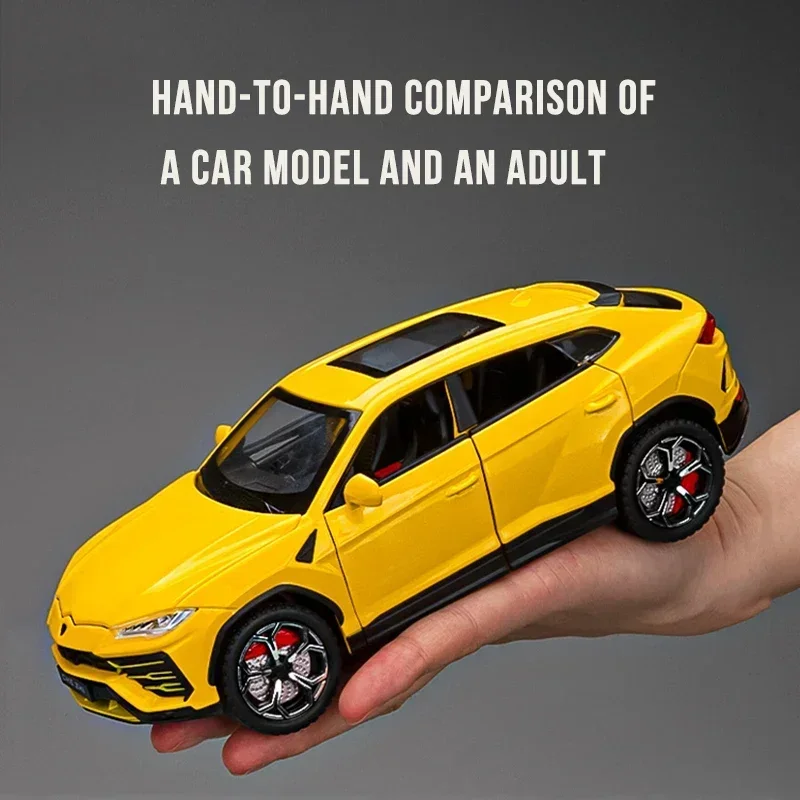 1:24 Lamborghini URUS Bison SUV модель спортивного автомобиля из сплава, Литые металлические внедорожники, модель автомобиля со звуком и фотографией, детские игрушки в подарок