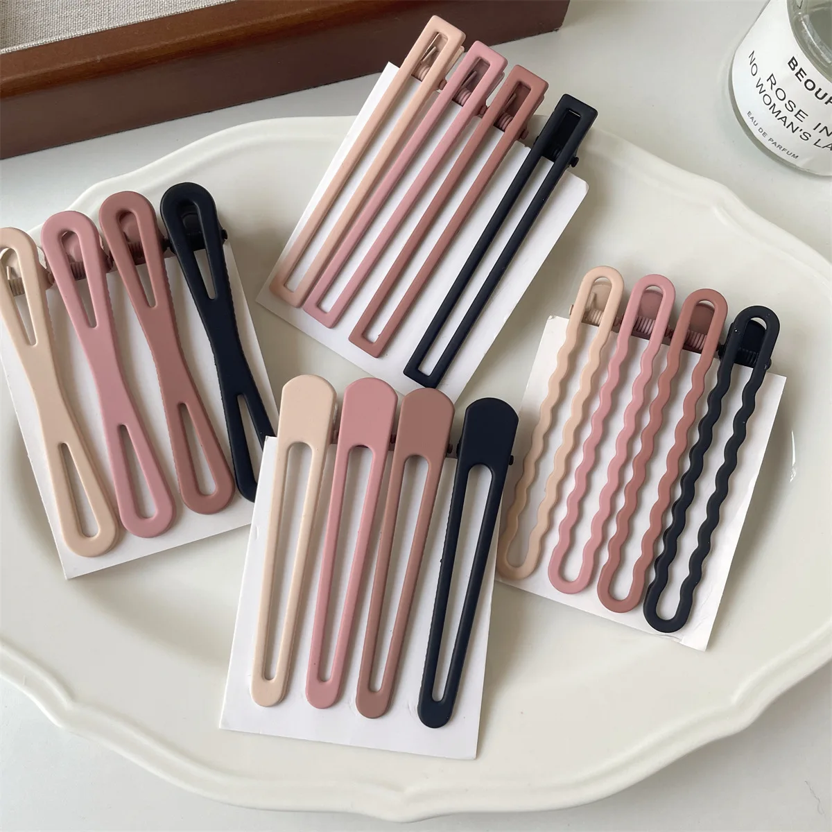 Matte Farbverlauf Kaffeebraune Haarspangen für Frauen Einfache Rutschfeste Entenschnabel-Haarklammern Haaraccessoires Wellenförmige Clips und Haarnadeln – Detail 2