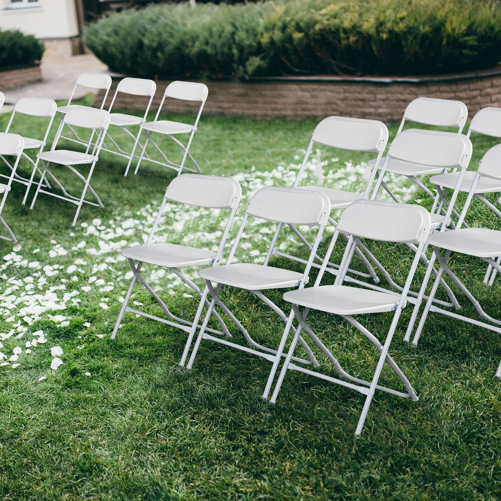 Chaise pliante de jardin classique en plastique blanc, moulage par injection, 10 pièces