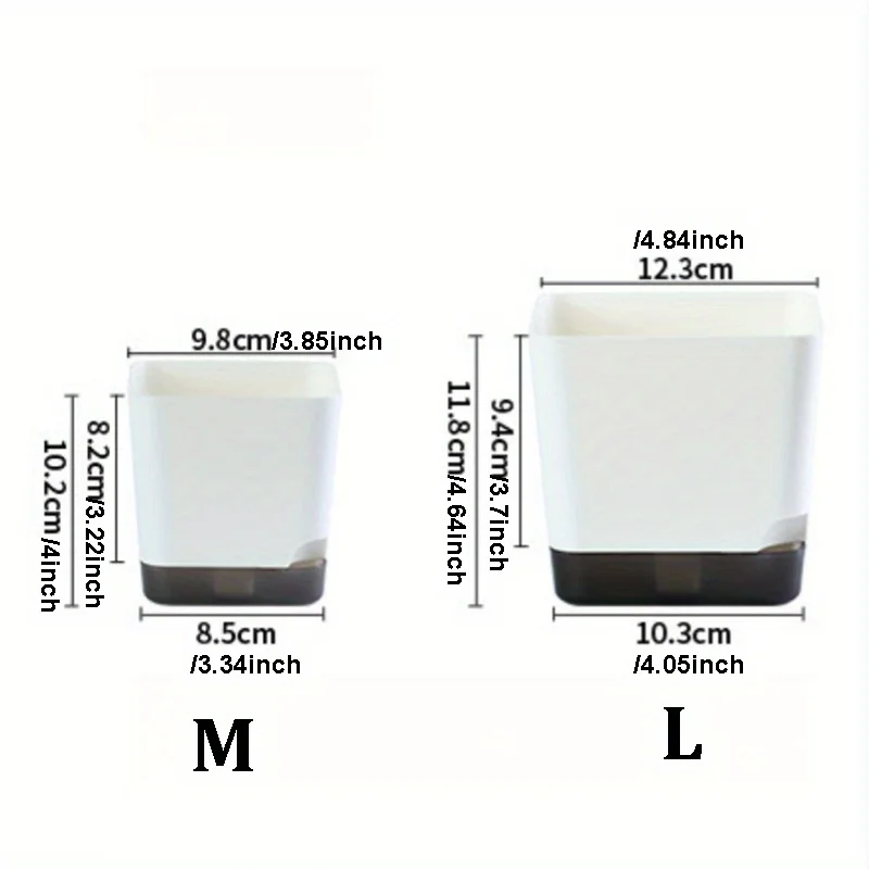 5 قطع من أواني النباتات، أواني الزهور ذاتية السقي للاستخدام الداخلي والخارجي، مزارعي سقي ذاتي مع فتحة تصريف وخزان صحن شفاف