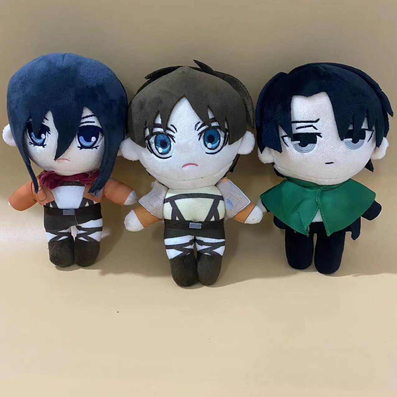 20cm Anime Plush Toy Levi Eren Mikasa Adorable Kawaii Series Green Children's Birthday Gift Stuffed Toy