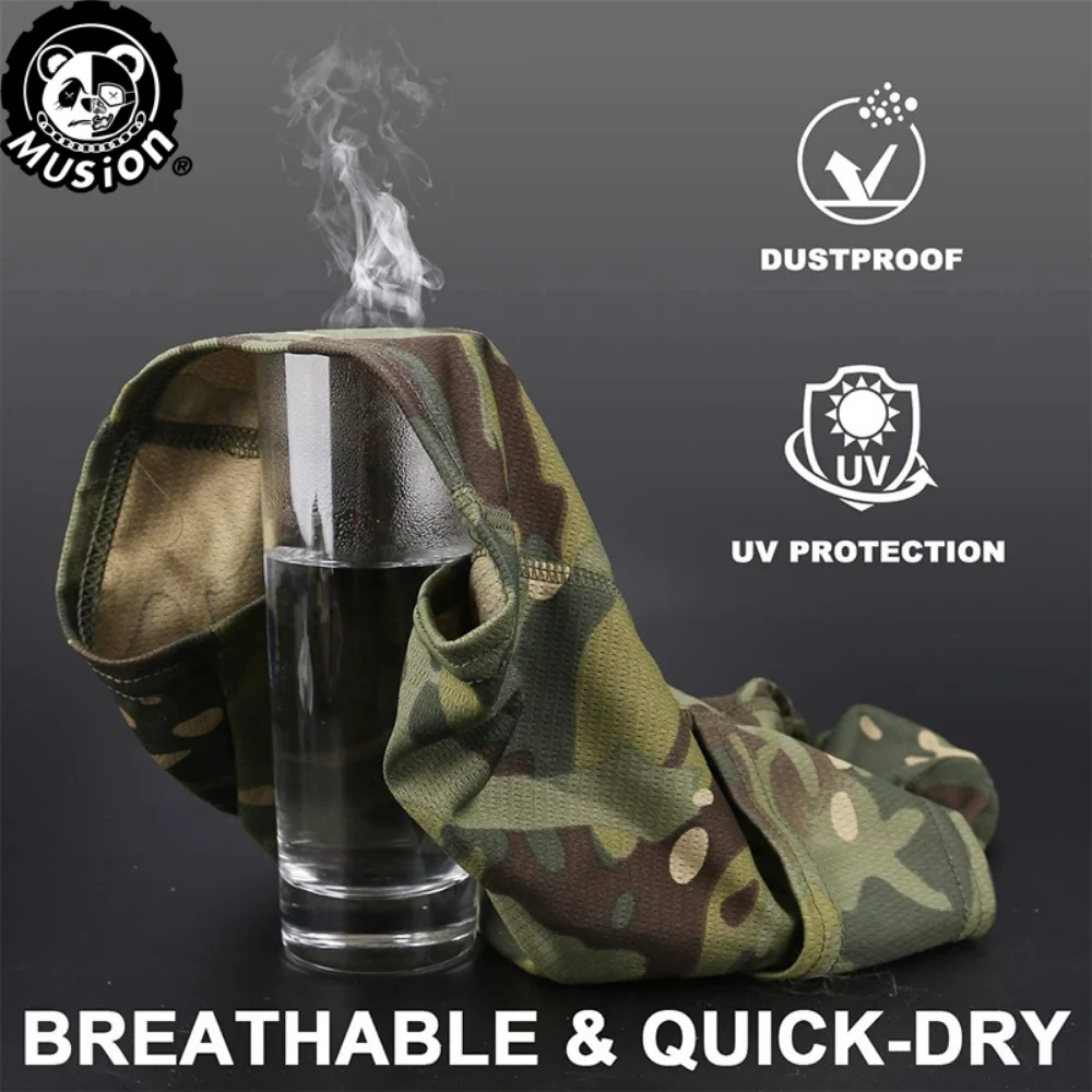 Musion Black Breathable Balaclava Letter Print Motorcycle Face Mask Headwear for Tactical Training of Cycling Outdoor Sport