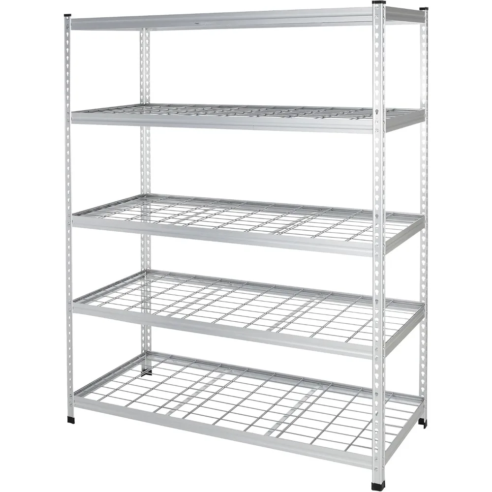 Heavy Duty Adjustable Storage Shelving Unit, 5 Shelf, High-Grade Aluminum, Silver, 60 x 24 x 78 Inch