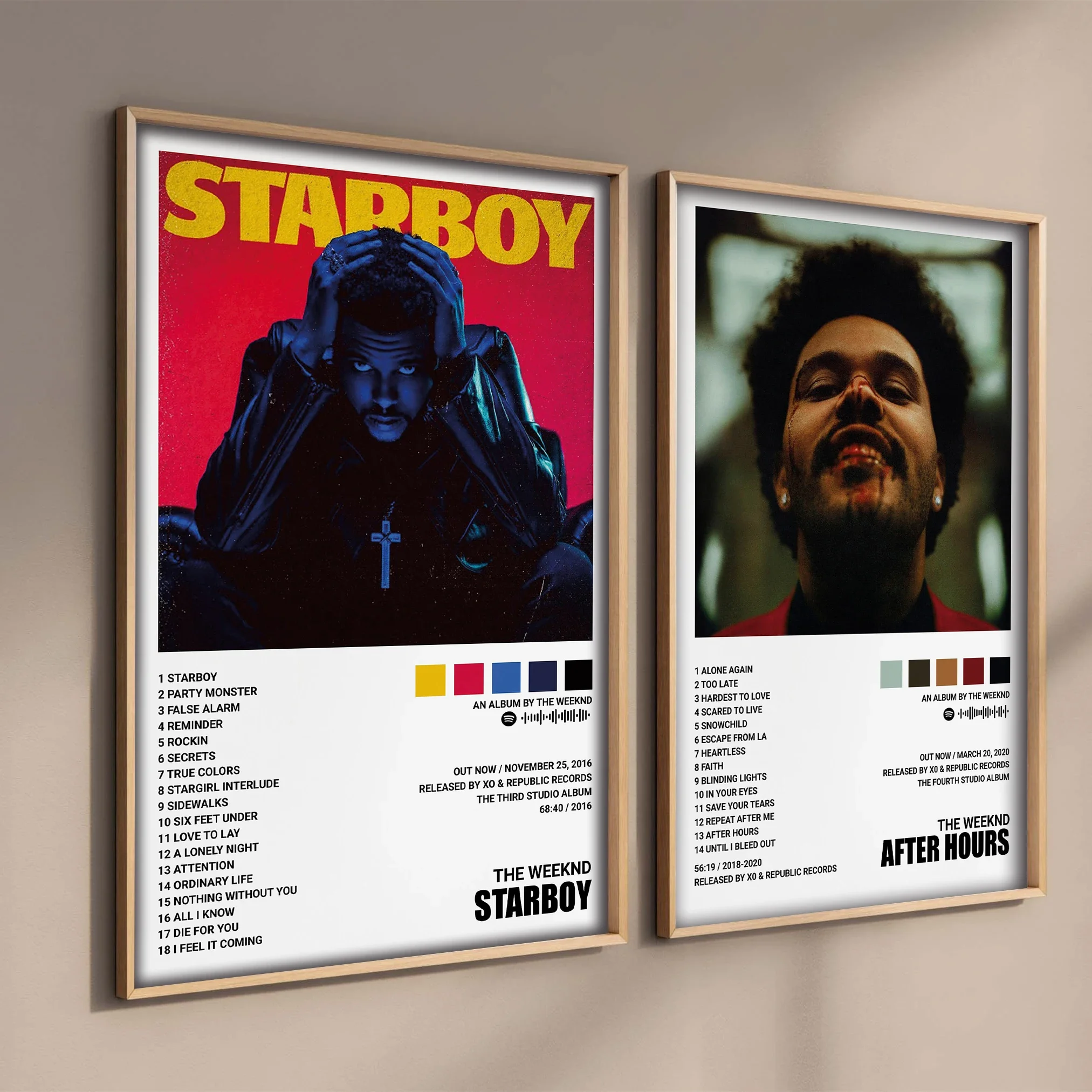 The Weeknd Album Poster Aesthetic Pop Music Rapper Hip Hop Starboy After Hours Post Malone Canvas Print Wall Art Home Room Decor