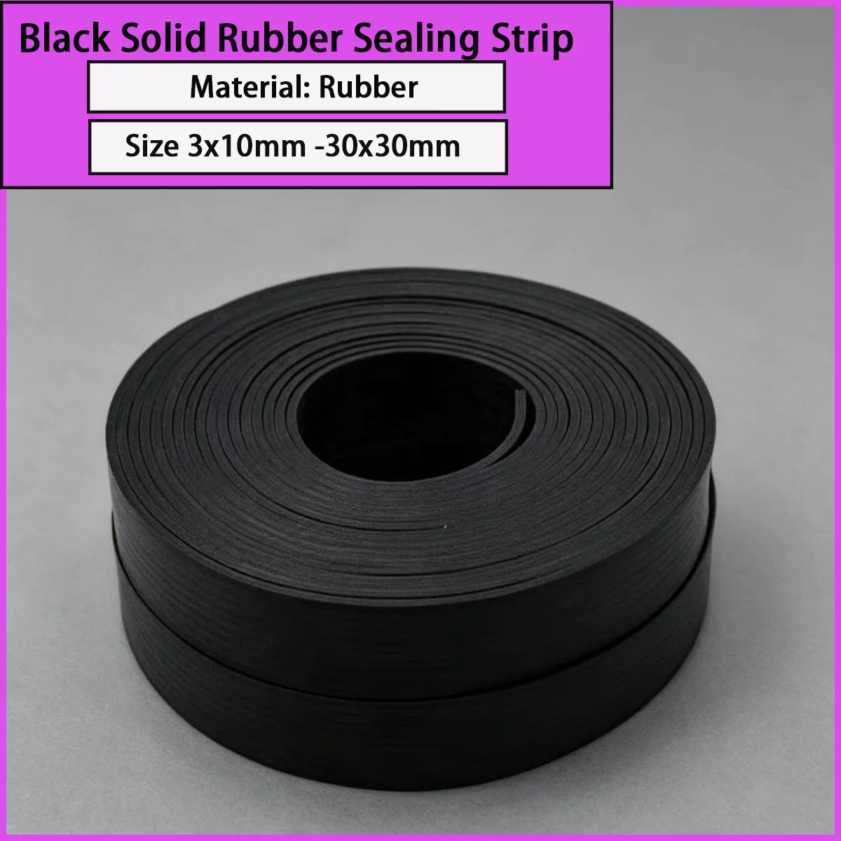 Size 3x10mm -30x30mm black solid rubber sealing strip is used for sealing gaps in doors, windows, equipment, cabinets, etc