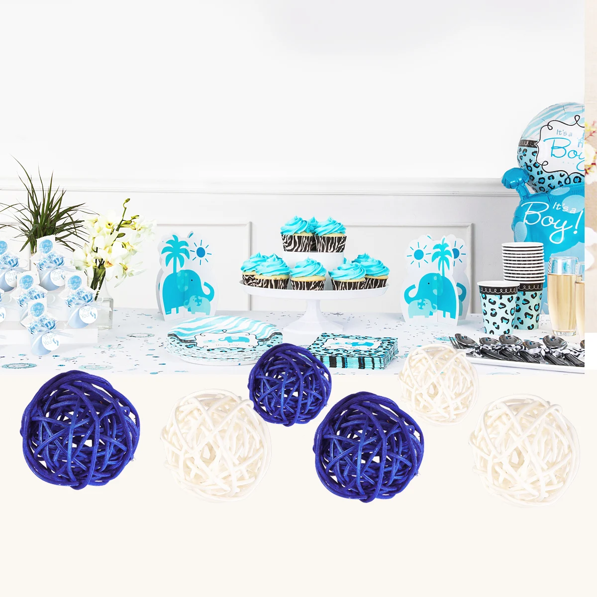 15 Pcs Rattan Ball Decoration Set Christmas Party Home Gadgets Wedding Table Ornament Desk Colorful Balls Wooden Bowl Hanging