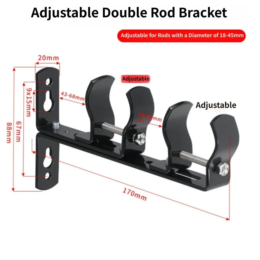 Adjustable Stainless Steel Curtain Rod Bracket Double Pole Fixed Support Wall Mount Hook For Home Bathroom Balcony Window Decor