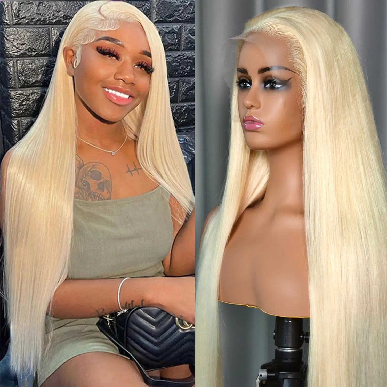 

613 HD 13x6 Straight Lace Front Hair Wig Blonde Color Pre Plucked 613 13x4 Hd Transparent Lace Frontal Hair Wigs 180% Density