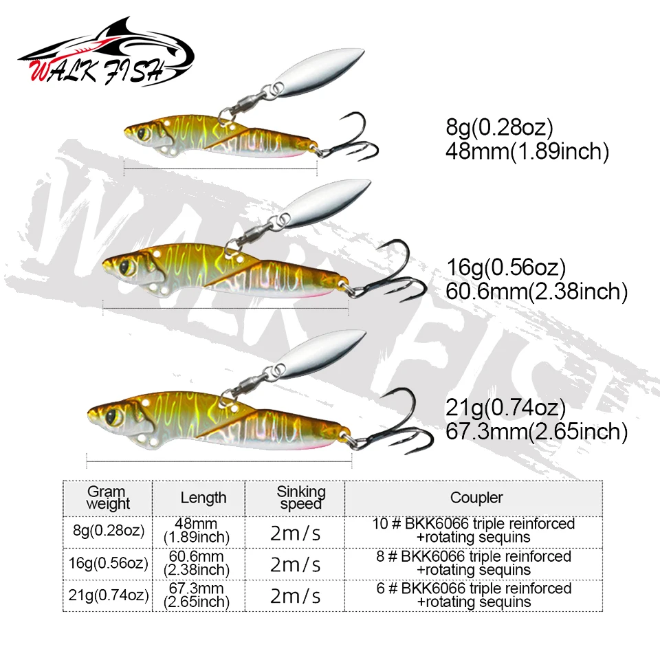 WALK FISH 1PCS Fishing Lure 8g 16g 21g Artificial Blade Metal Vibration Bait Swimbait Pesca For Bass Sinking Spinner Crankbait