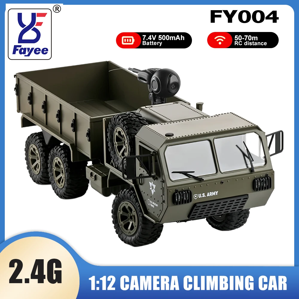 FAYEE FY004 RC Car 2.4G All-Terrain 6WD Off-Road Pickup Truck 70M Distance with HD WIFl 30W Camera APP Control Climbing Vehicle