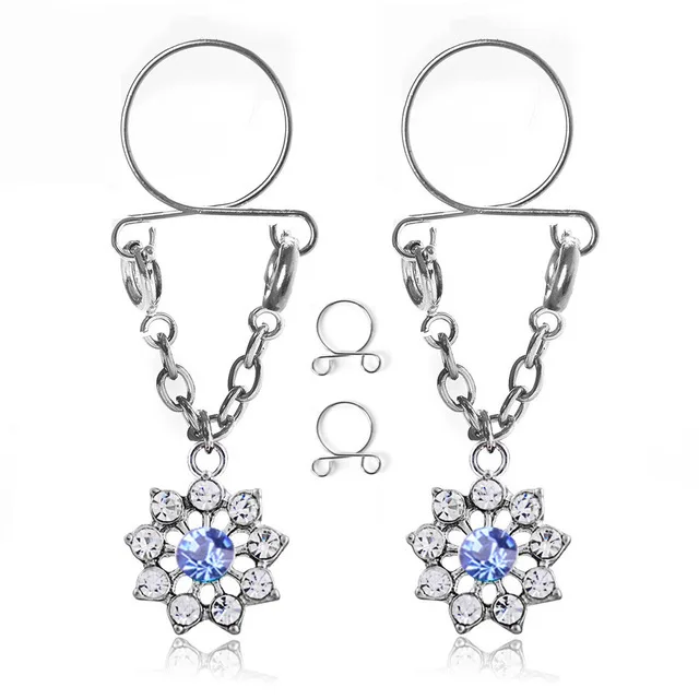 1 Paar sexy Quasten-Kristall-Schmetterlings-Anhänger, gefälschter Nippelring für Frauen und Mädchen, verstellbarer künstlicher Nippel-Piercing-Körperschmuck