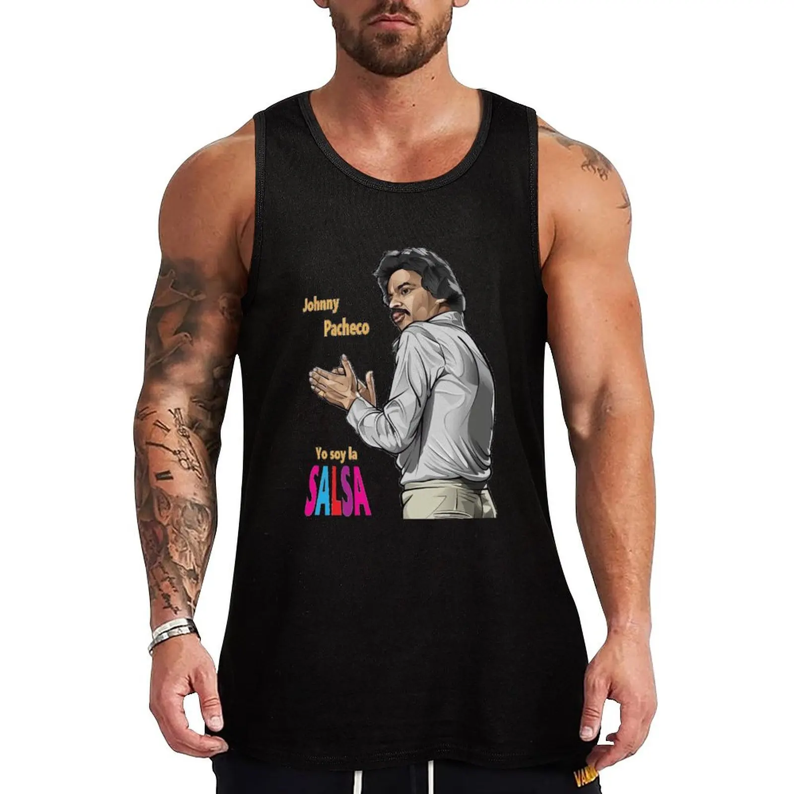 

Johnny Pacheco - Yo soy la Salsa Tank Top Bodybuilding Fitness Tank Top Sleeveless Gym Shirt