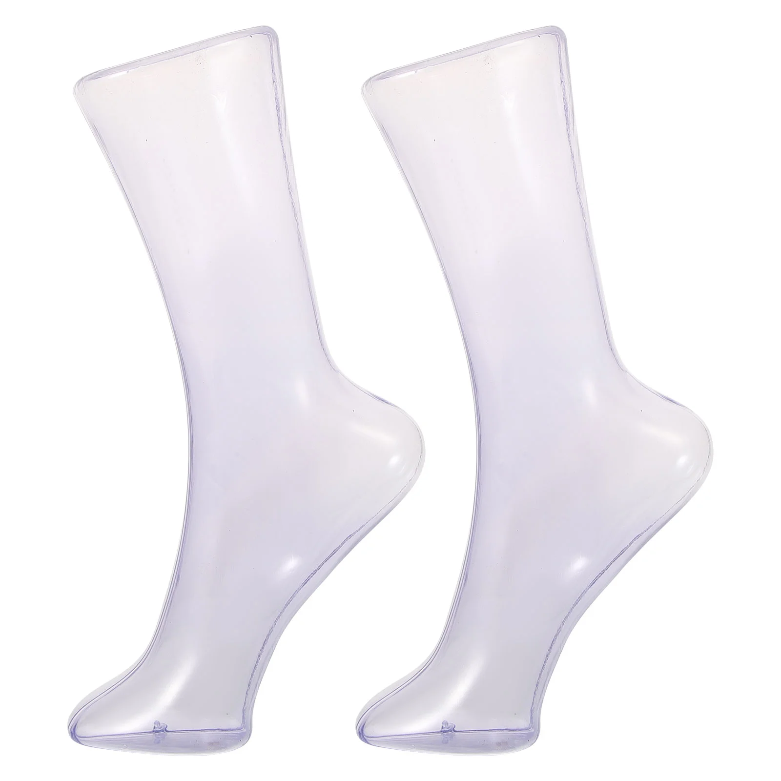 

2 Pcs Plastic Transparent Foot Mold Clear Mannequin Leg Sock Fake White Sneakers Display Stockings