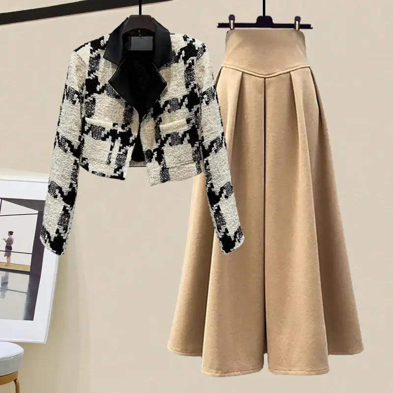 Autumn Set Women's 2023 New Korean Advanced Set Slim Fit Versatile Half Skirt Set Skirt Setmatching Settwo Piece Skirtsets