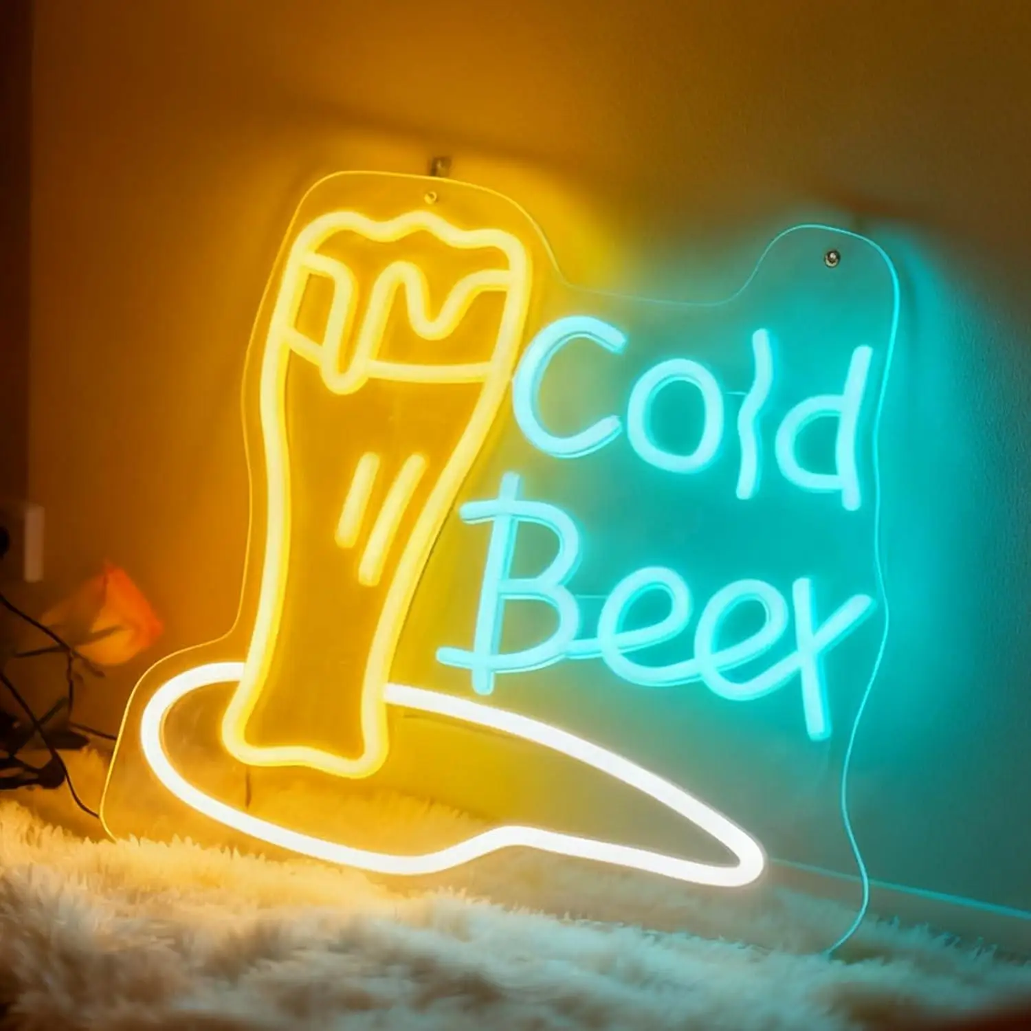 

Cold Beer Neon Sign USB Dimmable LED Light for Bar Pub Cafe Home Living Room Drink Themed Wall Art Decor Business Bar Signs