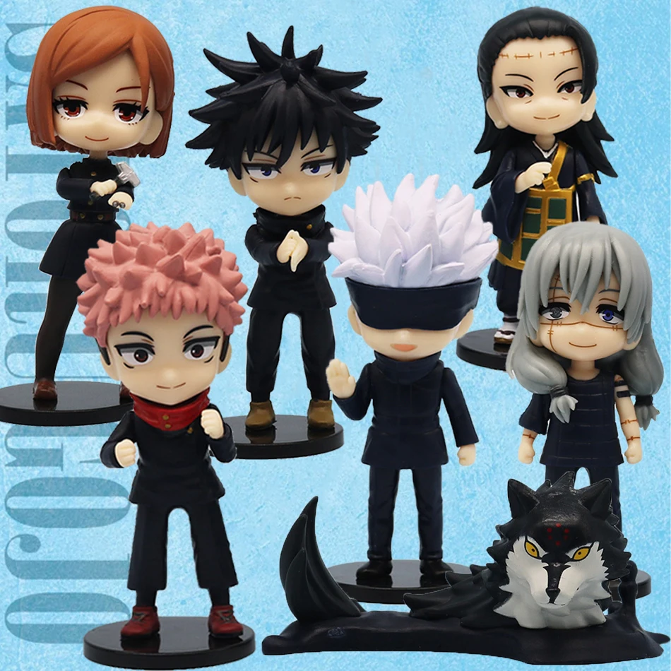 7 Pcs/Pack Q Posket Jujutsu Kaisen 9cm Figure Satoru Gojo Itadori Yuji Geto Suguru Nobara Megumi Collection Character Ornaments