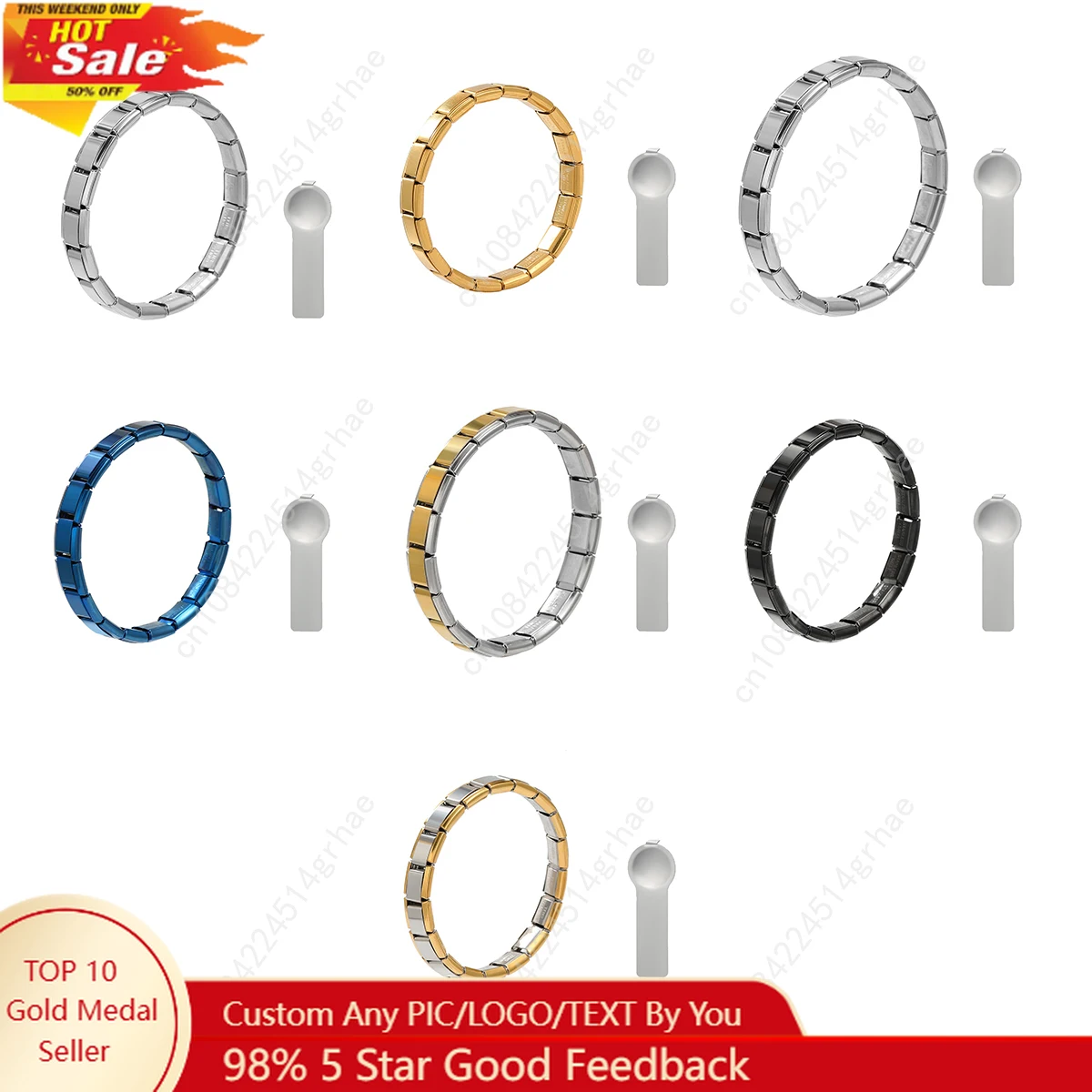 

Italian Charm Store Italian Charm Bracelet 9mm Diy Original Bracelet 18 Sections Sliver Color, Gold Color, Black, Blue and Tools