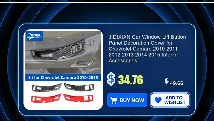 JIDIXIAN Car Window Lift Button Panel Decoration Cover for Chevrolet Camaro 2010 2011 2012 2013 2014 2015 Interior Accessories